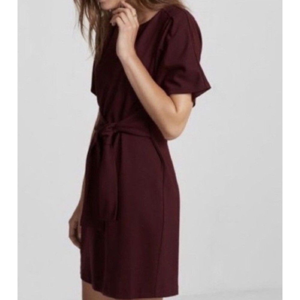 Express Short Sleeve Tie Front Dress in Plum Size Medium